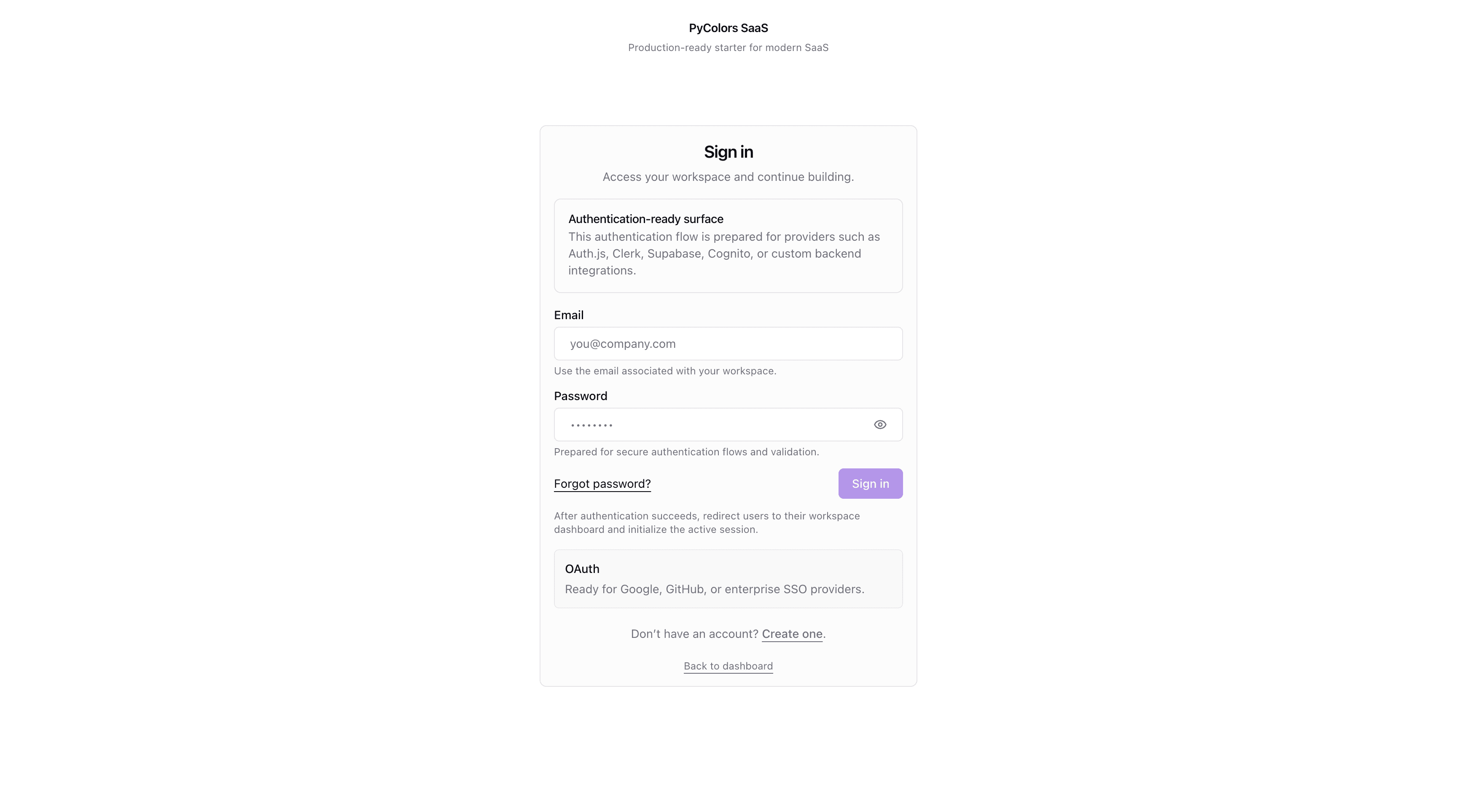/login + /register surface preview