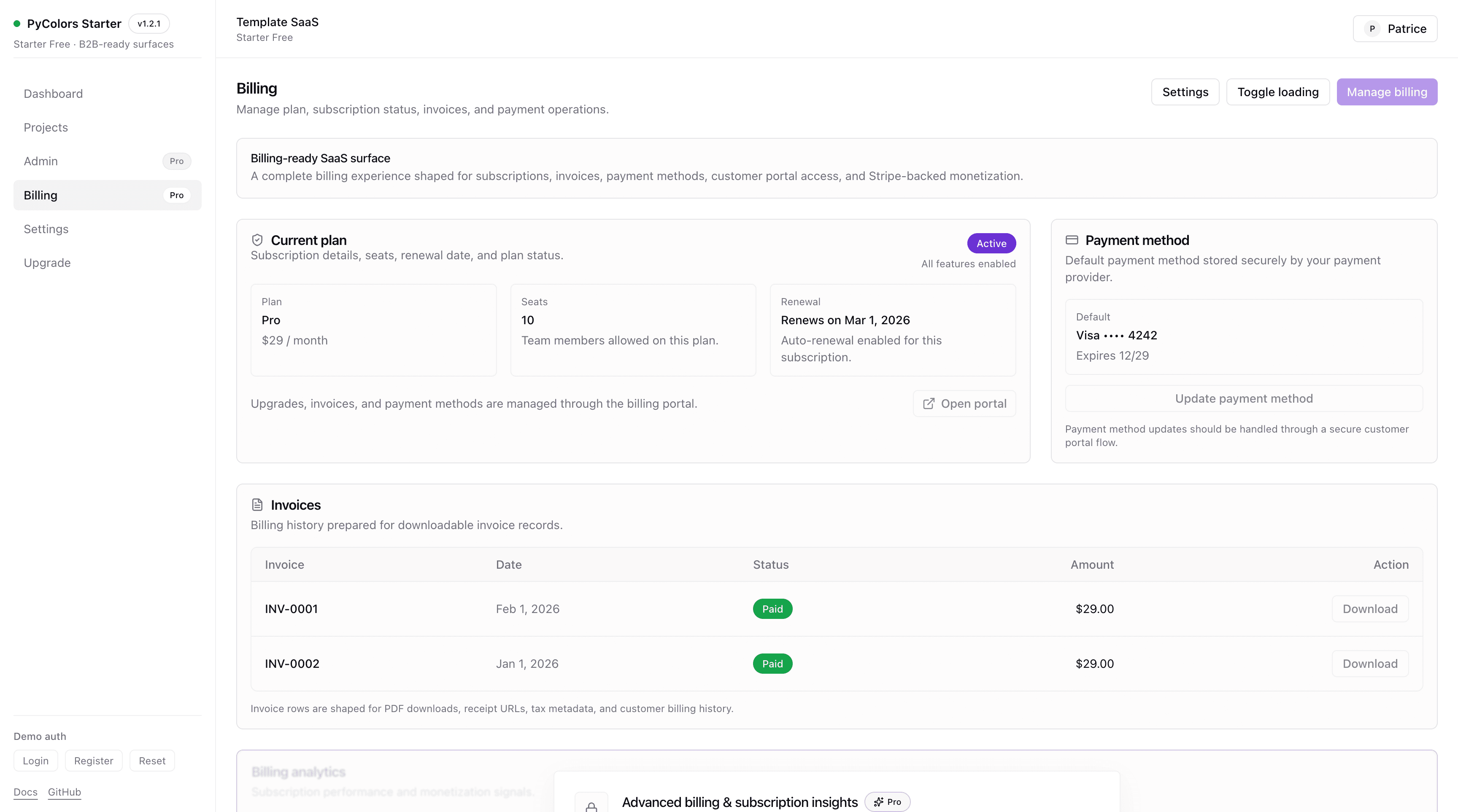 /billing surface preview