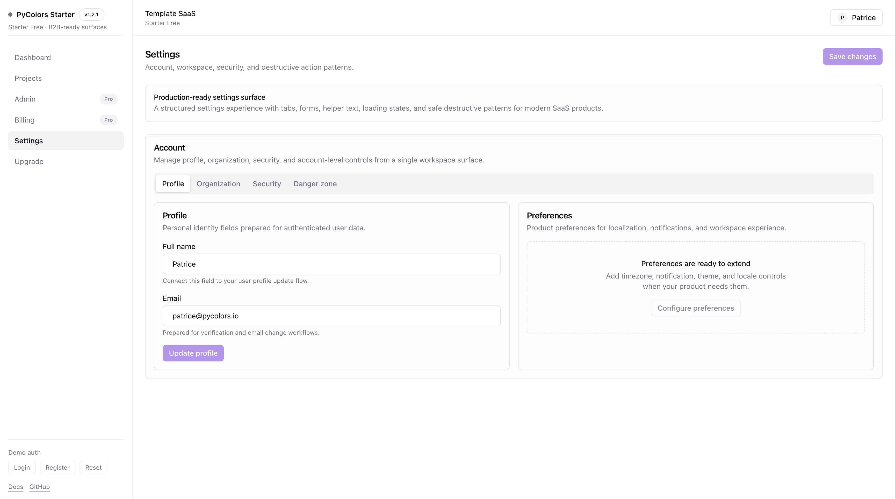 /settings surface preview