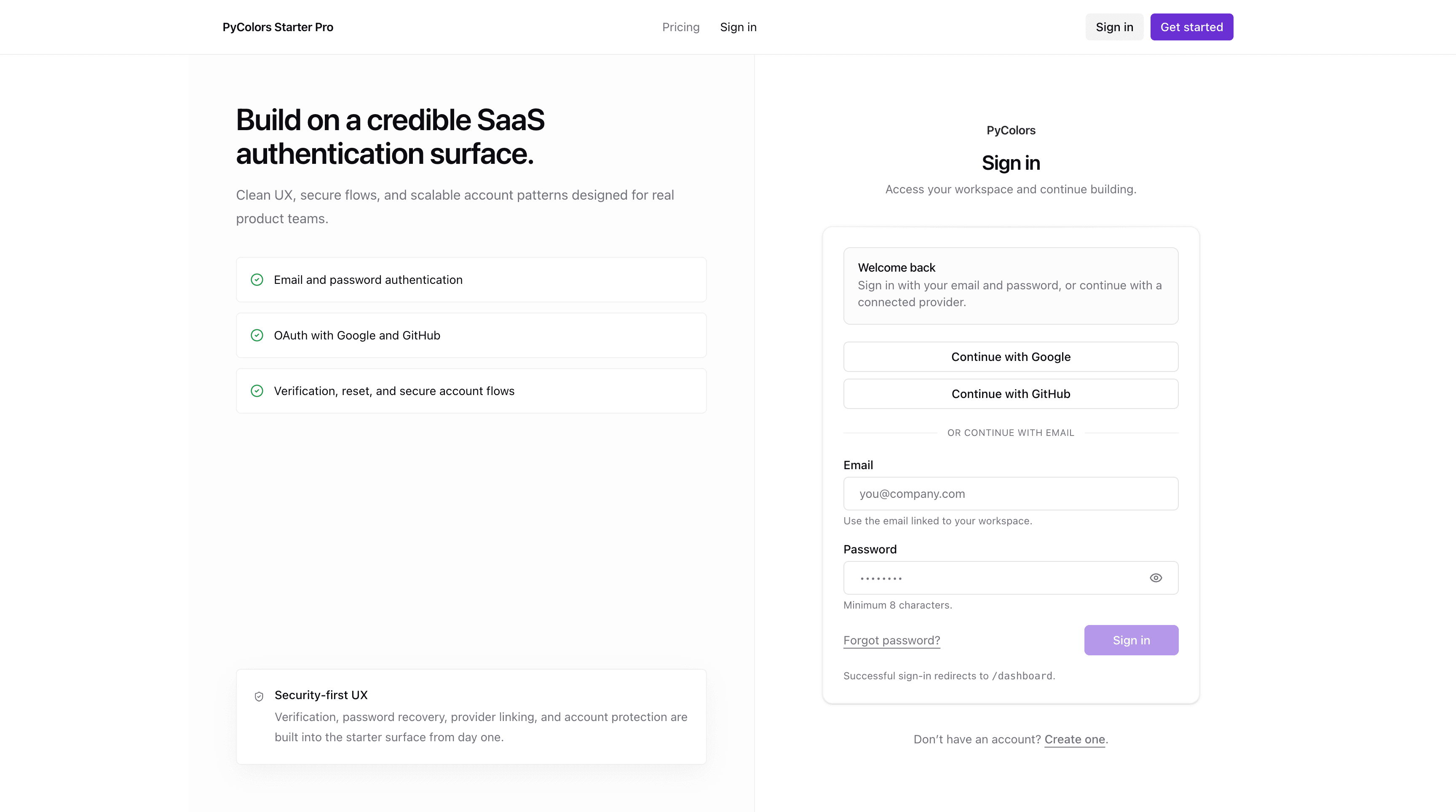 Authentication Starter Pro preview