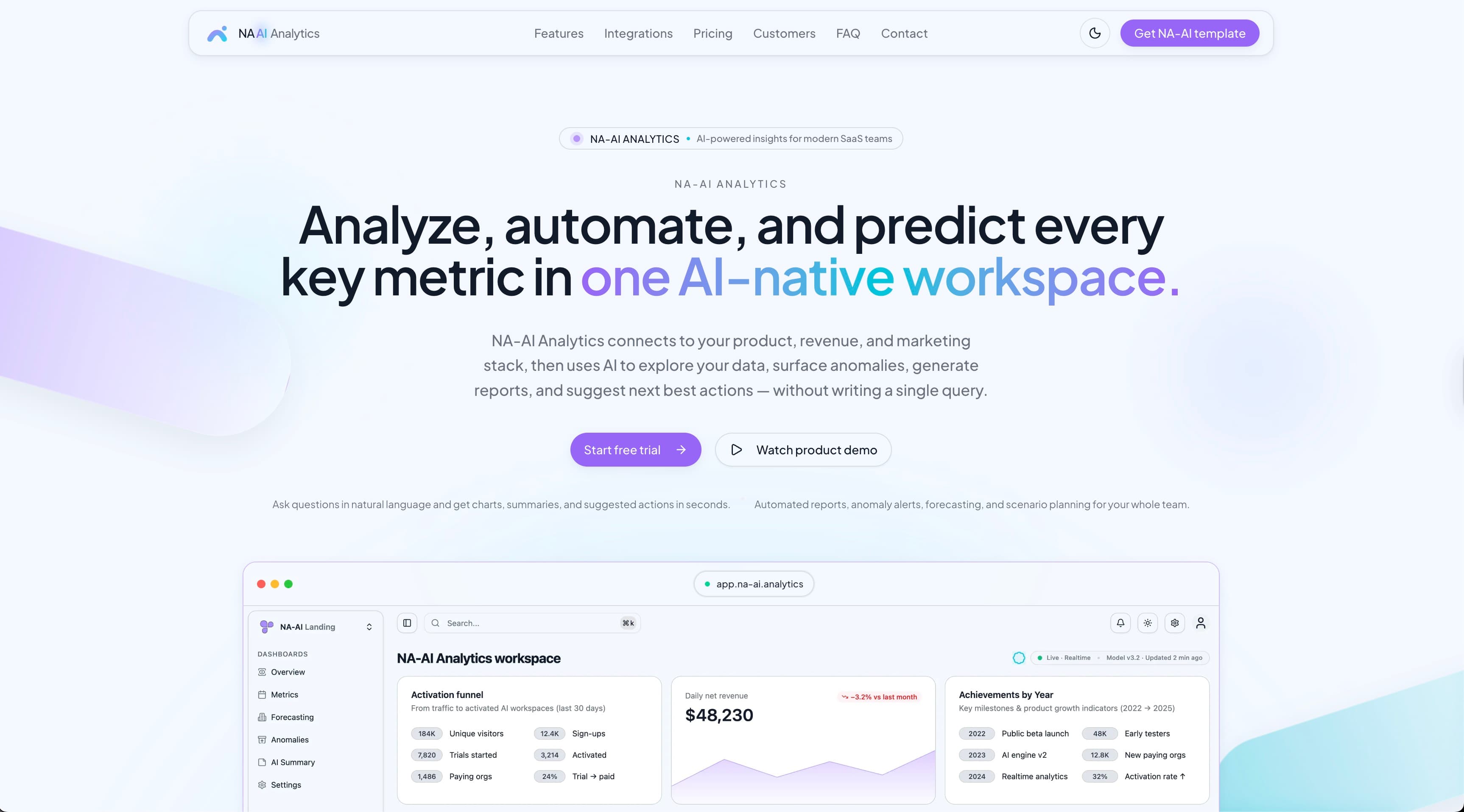 NA-AI landing page template — full layout (light mode)