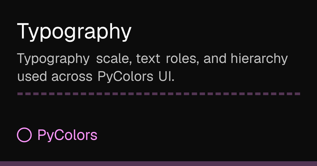 Typography · Docs · PyColors