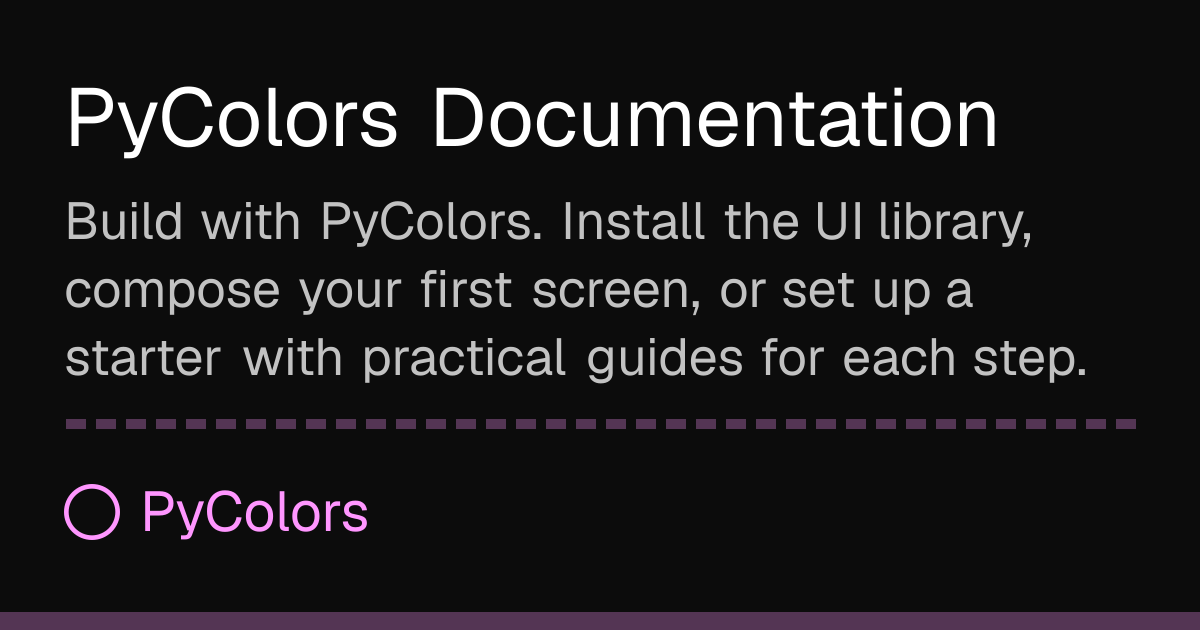 PyColors Documentation · Docs · PyColors
