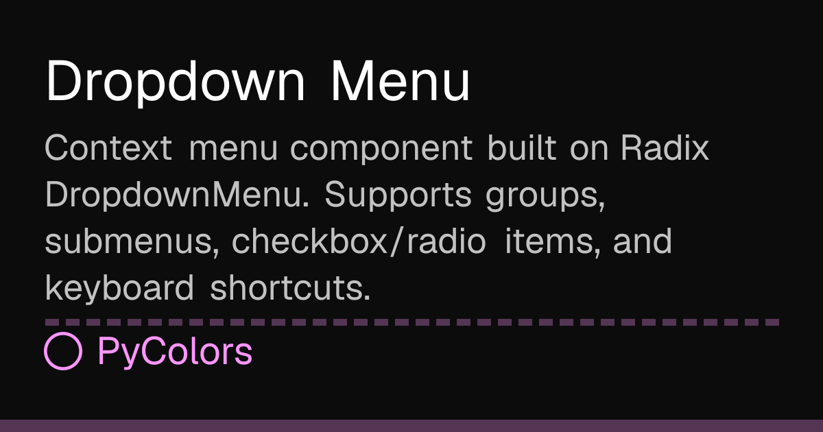 Dropdown Menu · Docs · PyColors UI