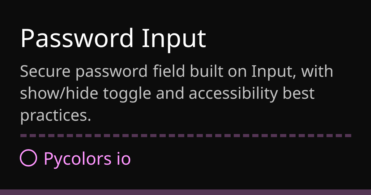 Password Input · Docs · PyColors