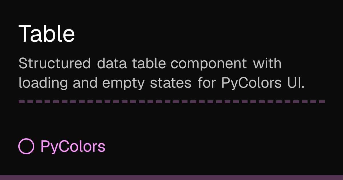 Table · Docs · PyColors